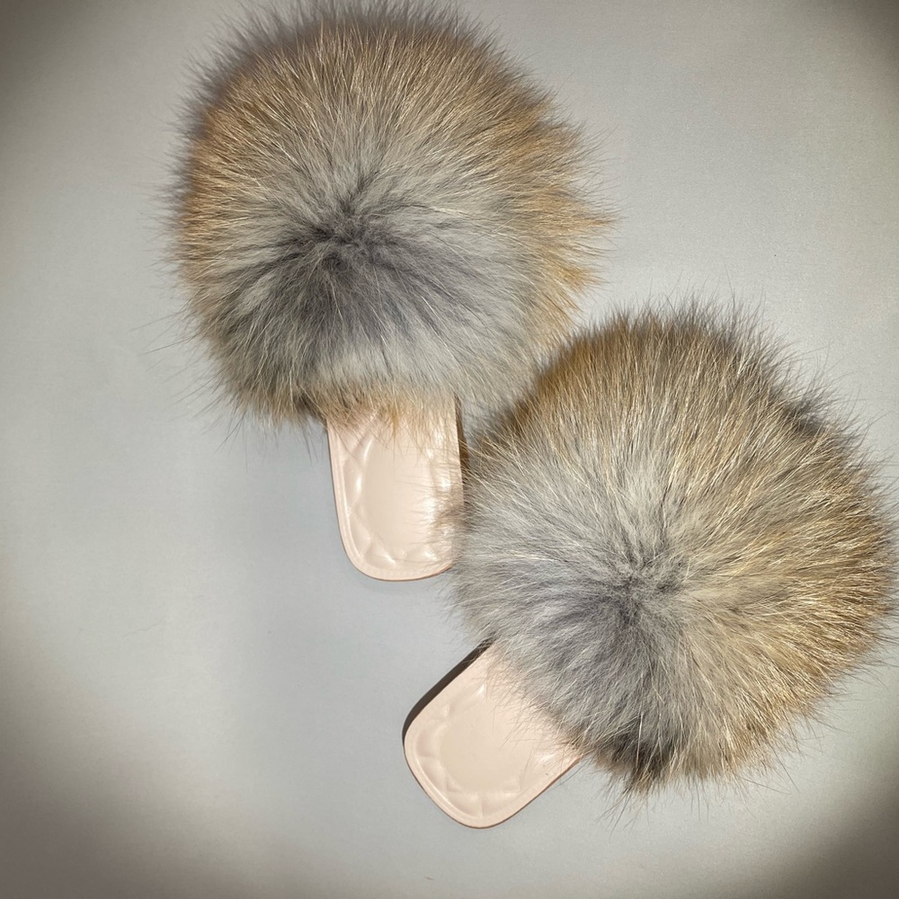 Real Fox Fur Slippers